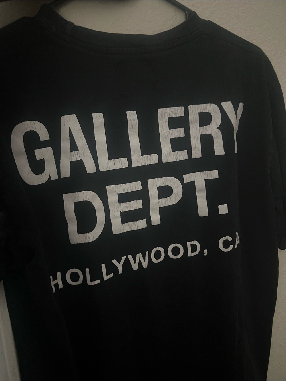 Gallery Dept Black Tee with White 'GALLERY DEPT.' Back Graphic